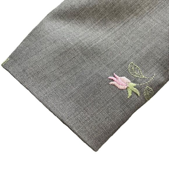 Vintage ESCADA Rose Embroidered Blazer Suit Jacket Gray Pink Size Small - Picture 6 of 12